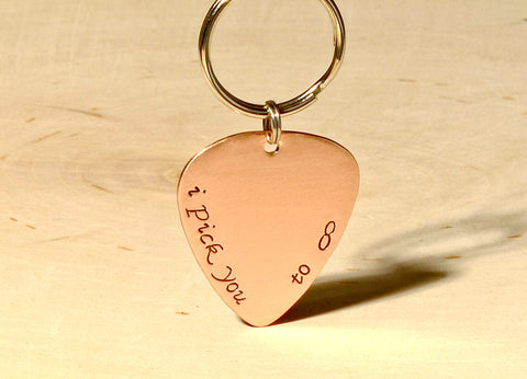 I Pick You to Infinity Copper Guitar Pick Keychain
