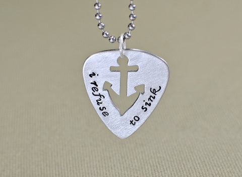 Refuse to sink guitar pick necklace