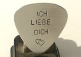 Guitar Pick Ich Liebe Dich Handmade from Aluminum for Valentines day