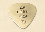 Guitar Pick Ich Liebe Dich Handmade from Aluminum for Valentines day