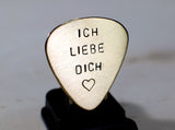 Ich liebe Dich solid 14k gold guitar pick