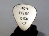 Ich liebe Dich solid 14k gold guitar pick