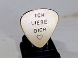 Ich liebe Dich solid 14k gold guitar pick
