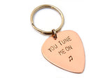 You Tune Me on Guitar Pick Keychain in Copper