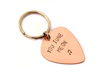 You Tune Me on Guitar Pick Keychain in Copper