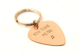 You Tune Me on Guitar Pick Keychain in Copper