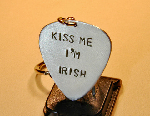 Kiss Me I am Irish Guitar Pick Keychain