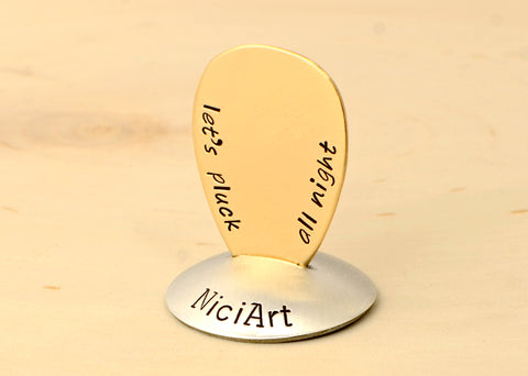 Let's Pluck All Night Bronze Teardrop Guitar Pick