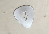 Lightening Bolt Guitar Pick Handmade from aluminum to Electrify Charge and Shock Your Music