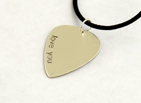 Copy of I Love You Guitar Pick Necklace in Sterling Silver