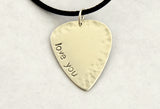 Copy of I Love You Guitar Pick Necklace in Sterling Silver