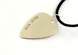 Copy of I Love You Guitar Pick Necklace in Sterling Silver