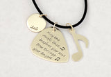 Music Note and Guitar Pick Sterling Silver Necklace Handmade to Inspire your Soul