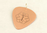 Copper Medical Alert Guitar Pick with Personalized Alerts and Allergies