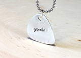Guitar Pick Necklace Handmade from Aluminum for Personalized Names