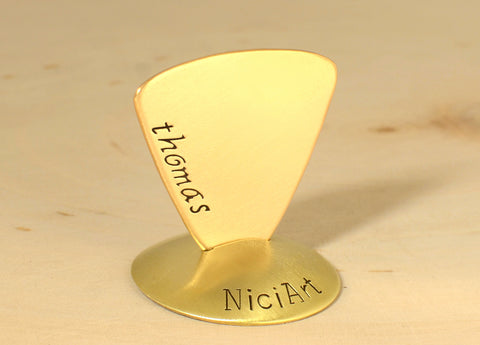 Triangular Bronze Guitar Pick with Personalized Name