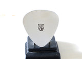 Guitar pick stamped in aluminum with an Owl