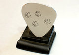 Guitar Pick Handmade from Aluminum with Paw Prints