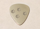 Guitar Pick Handmade from Aluminum with Paw Prints