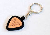 Guitar Pick Holder Keychain with Personalized Metal Guitar Pick in Brass, Bronze, Copper, Aluminum, or Sterling Silver