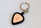 Guitar Pick Holder Keychain with Personalized Metal Guitar Pick in Brass, Bronze, Copper, Aluminum, or Sterling Silver