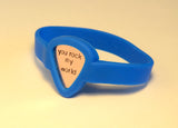 Guitar Pick Holder Wrist Band with Custom Bronze I Pick You Guitar Pick or any Message of your Choosing