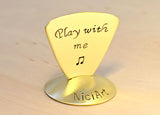 Play with Me Brass Triangular Guitar Pick for the Flirtatious Bassist