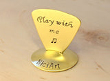 Play with Me Brass Triangular Guitar Pick for the Flirtatious Bassist