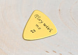 Play with Me Brass Triangular Guitar Pick for the Flirtatious Bassist