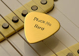 Pluck me hard bronze guitar pick for the serious musician