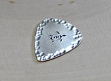 Sea turtle sterling silver guitar pick with hammered design
