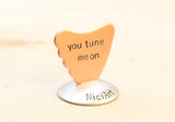 Copper Shark Fin Artisan Guitar Pick Handmade and Stamped with You Tune me On