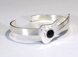 Sterling silver guitar bracelet with musical inspiration and black onyx gemstone