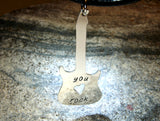 You rock sterling silver guitar pendant handmade for a true guitarist