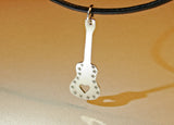 Sterling silver guitar pendant rocking out with mirror finish and space to personalize