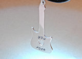 You rock sterling silver guitar pendant handmade for a true guitarist