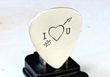 Sterling Silver Guitar Pick with Arrow Through the Heart for Love and Valentine's Day