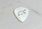 Sterling Silver Guitar Pick with Arrow Through the Heart for Love and Valentine's Day