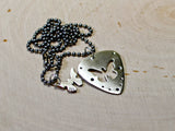 Sterling silver guitar pick necklace with butterfly cut out and charm