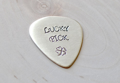 Lucky Guitar Pick in Sterling Silver