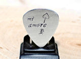 Sterling silver Mi Amore Guitar Pick for Valentines Day