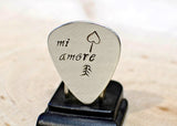 Sterling silver Mi Amore Guitar Pick for Valentines Day