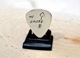 Sterling silver Mi Amore Guitar Pick for Valentines Day