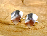Sterling silver personalized guitar pick cuff links with initials monograms or to customize
