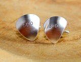 Sterling silver personalized guitar pick cuff links with initials monograms or to customize