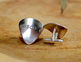 Sterling silver personalized guitar pick cuff links with initials monograms or to customize
