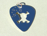 Skull and crossbones sterling silver guitar pick pendant