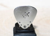 Sterling silver guitar pick with sea turtle