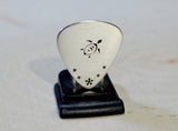 Sterling silver guitar pick with sea turtle