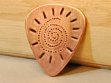 Copper Guitar Pick with Spiral Sun Handmade with Dots and Chasing